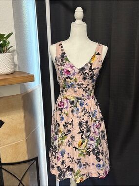 ModCloth Pink Floral V-Neck Sundress